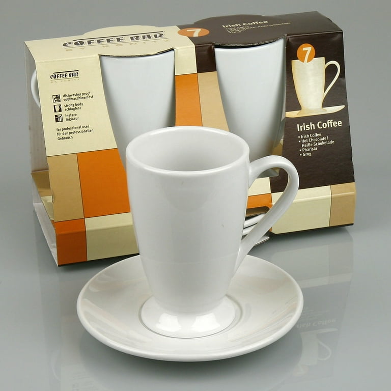 Konitz Two Giftboxed Sets of 4 Coffee Bar Espresso Cups and Saucers, White