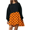 thumbnail image 1 of EQWLJWE Mode Femmes Décontractée Ample Col Rond Manches Longues Imprimé à Pois Ondulés Confortable Robes Imprimées Fluides Chandails en Molleton Mini Robe Robes de Retour 2023, 1 of 6