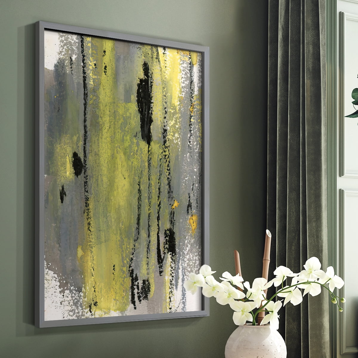 Loft Pastel II Framed Print in Gray Solid Wood Framed Print No Nail Hanging