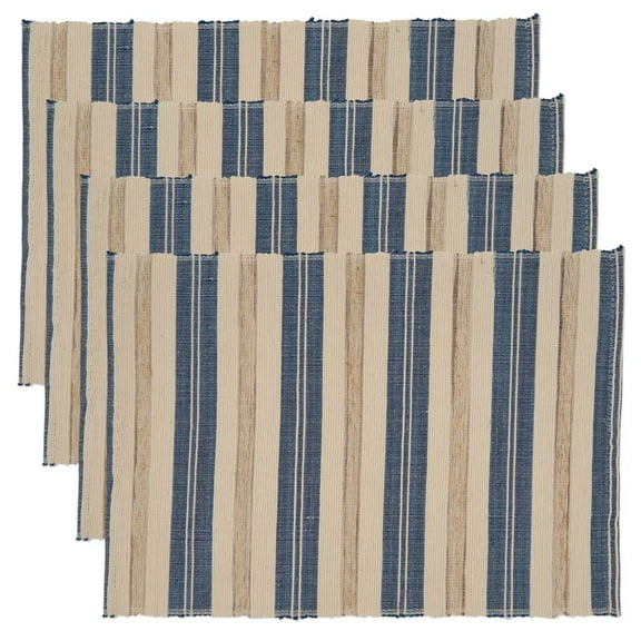 Fennco Styles Modern Water Hyacinth Woven Striped Table Runner