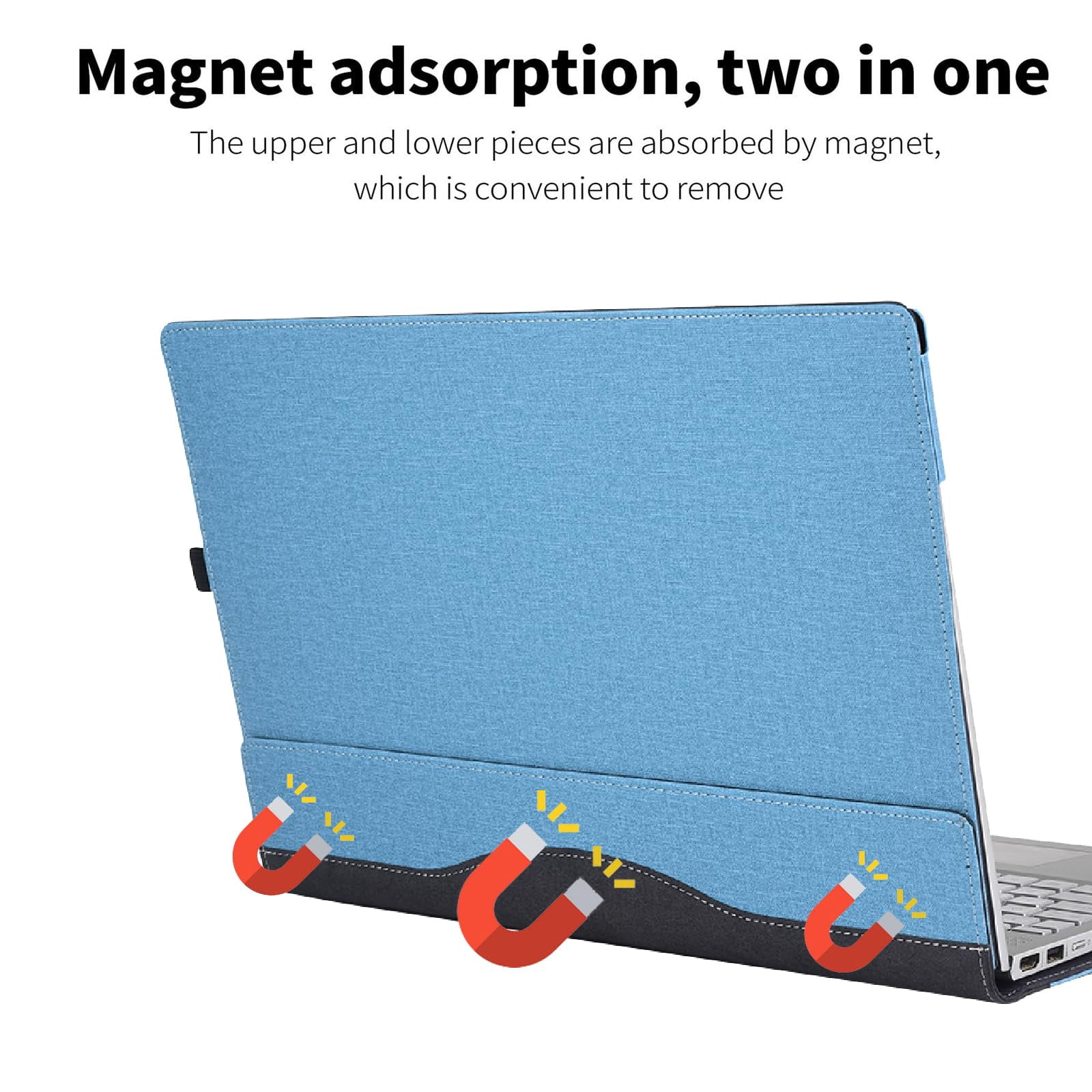 Laptop Cover Case for LG gram Pro 16-inch OLED 2024~2025 [not Compatible with Any Other Model] .2-in-1 PU Leather Detachable Notebook Sleeve（Light blue）