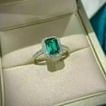 thumbnail image 3 of 3Ct Emerald Cut Lab-Created Green Emerald Halo Engagement Ring 14K White Gold Plated For Gift, 3 of 3