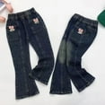thumbnail image 2 of Chbgutlmr Girls Flared Jeans Elastic Waist Denim Pants Casual Fitted Bell Bottoms Kids Toddler Clothes, 2 of 3
