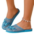 thumbnail image 2 of Chinese Slippers for Women, Mesh Floral Flats Slippers, Breathable Plum Blossom Embroidered Anti-slip Sandals 39, 2 of 8