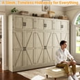 thumbnail image 3 of Homieasy 71” Tall Farmhouse Kitchen Pantry Cabinet with Adjustable Shelves and Barn Doors, Versatile Storage Cabinet for Dinning Room, Bathroom, Living Room, White Oak, 3 of 7