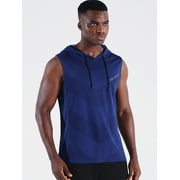 NELEUS Mens Workout Tank Tops with Hoodie Sleeveless Running Muscle Shirts 3 Pack,Gray+Blue+Red,US Size L