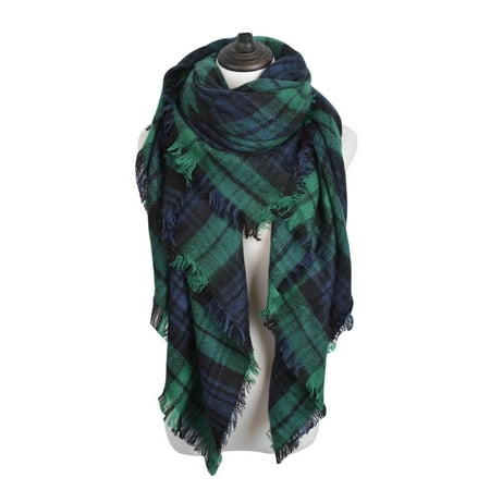 TrendsBlue - Premium Winter Large Knit Plaid Checked Square Blanket ...