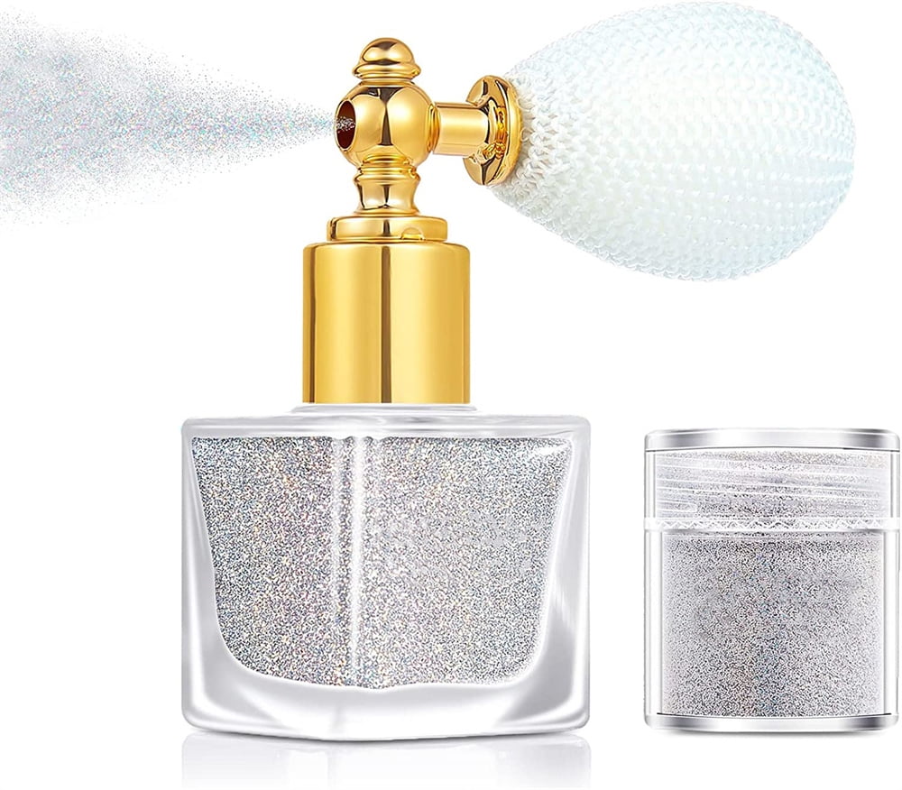 NOGIS Body Glitter Spray, Spray Glitter for Hair and Body, Silver Face