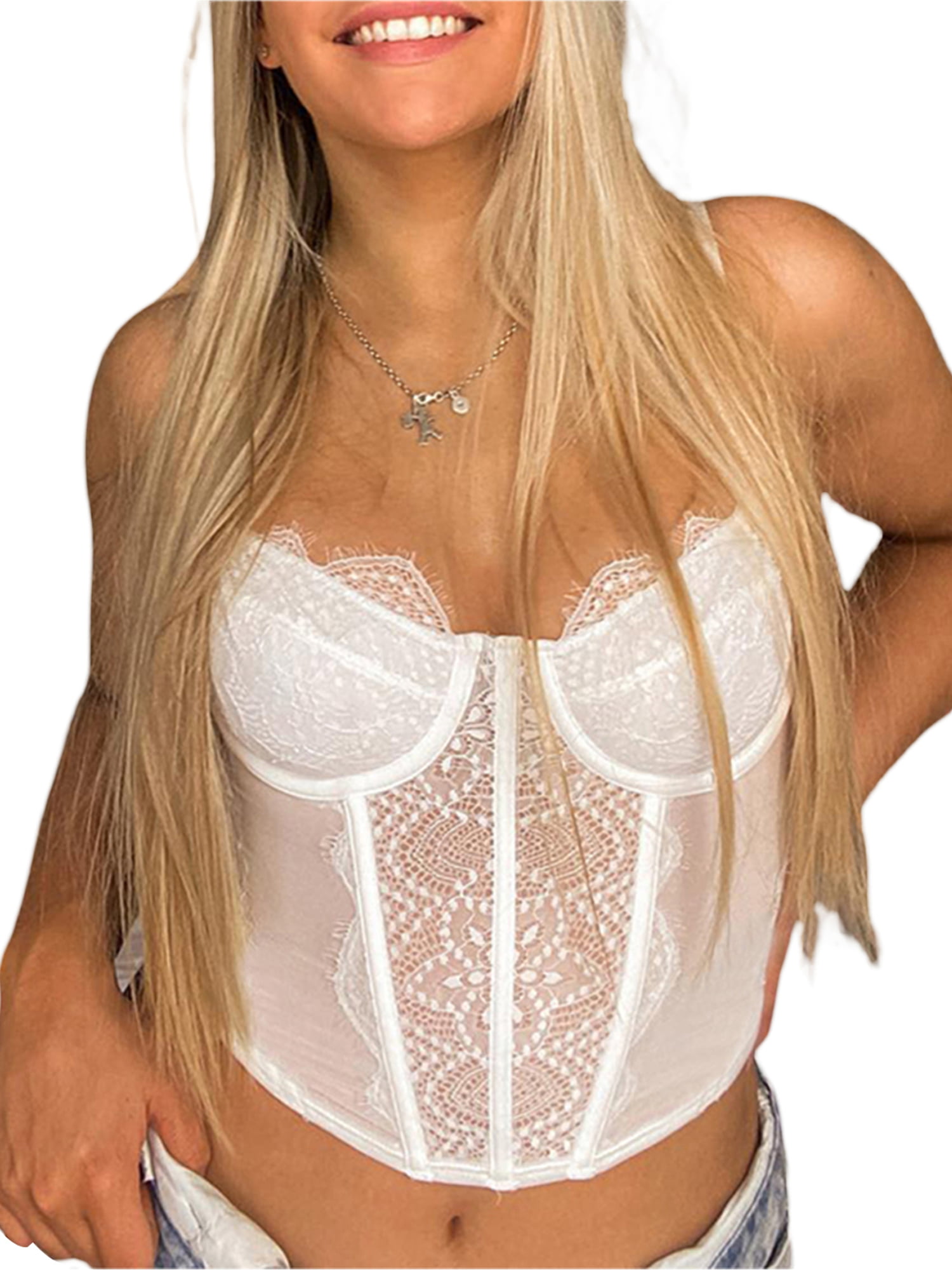 Womens Tanks Camis Mesh Push Up Bralet Womens Corset Bustier Bra Night Club  Party Long Sexy Cropped Top Vest Plus Size Tank Top Women White Corset  230504 From Nan01, $9.07