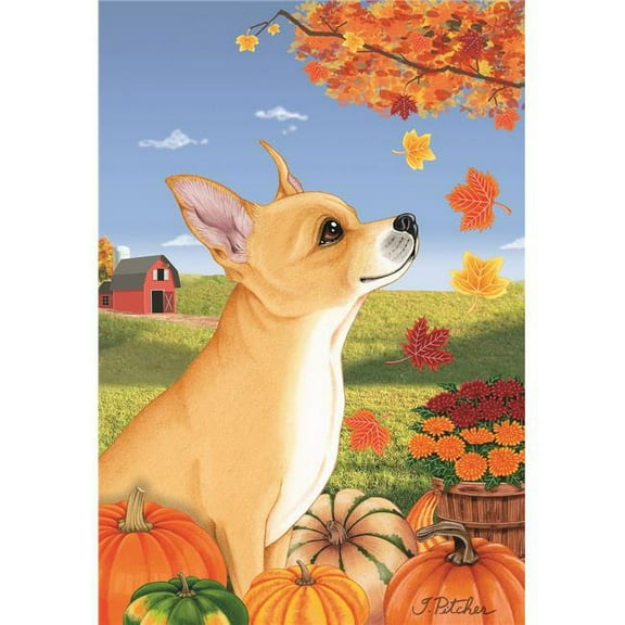 Best of Breed TP67046 Chihuahua Tan Autumn Leaves House Flag