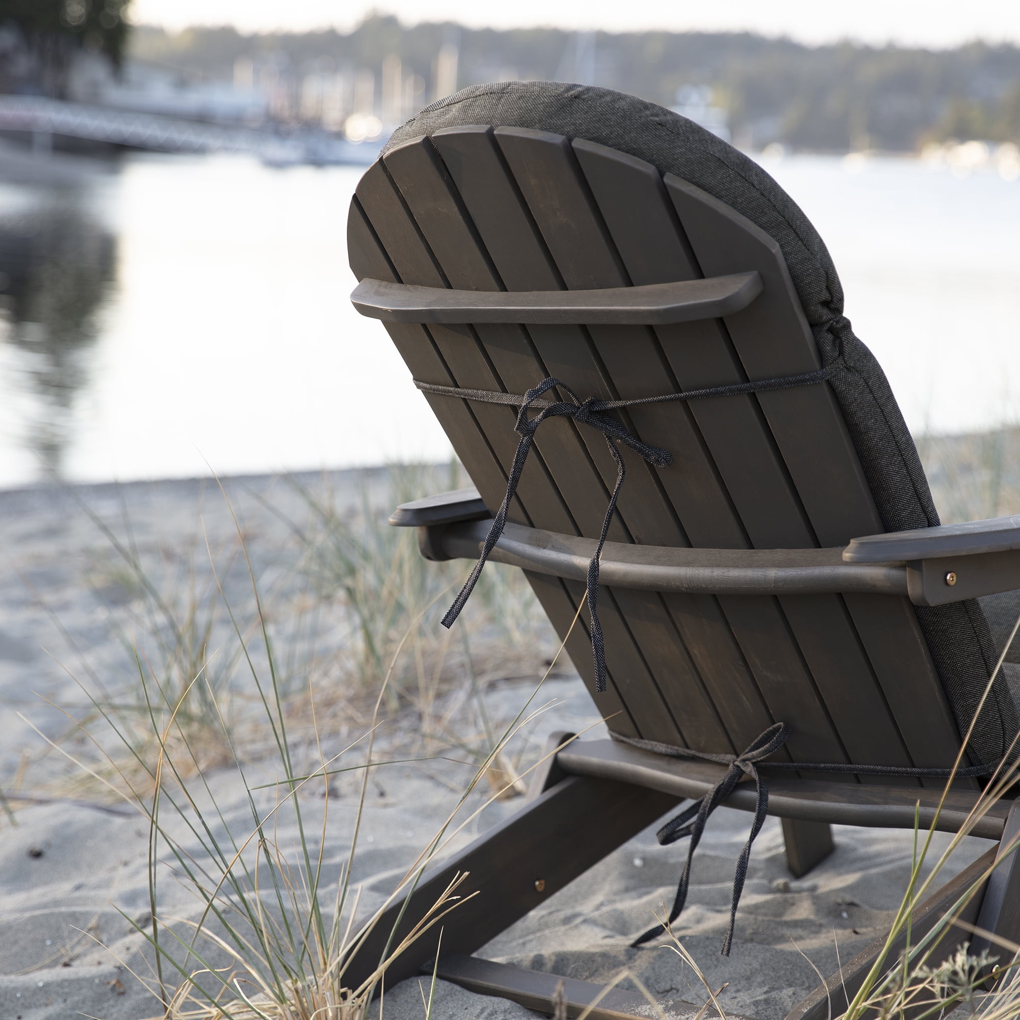 ARDEN Oceantex Outdoor Rocking Chair or Adirondack Cushion, 21.5 x 19, Water Repellent, Fade Resistant 19 x 21.5, Ink Charcoal Black
