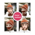thumbnail image 5 of 3 in 1 Winter Knitted Beanie Hat Face Neck Warmer Set for Women Girls Fleece Lining Ski Caps with Pompom, 5 of 6