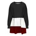 thumbnail image 6 of Elainilye Fashion Dresses for Women 2024 Casual Sweatshirt Long Sleeve Dress Round-Neck Ladies Patchwork Mini Dresses,Red, 6 of 6