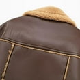thumbnail image 4 of Cropped Fleece Jackets for Women Winter Faux Leather Short Coat Top Warm Long Sleeve Lapel Collar Outerwear (Brown M), 4 of 6