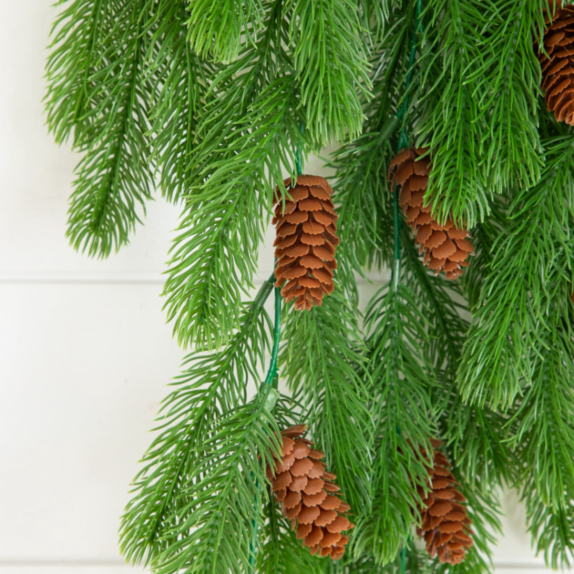30in. UV Resistant Artificial Christmas Pine & Pinecone Hanging Plant (Indoor/Outdoor) - Set of 3