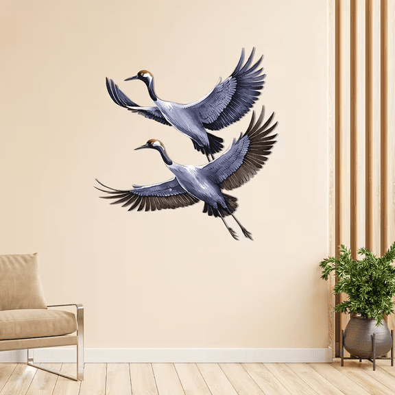 Sandhill Crane Metal Wall Art, Flying Crane Iron Wall Sculpture