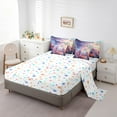 thumbnail image 3 of Rainbow Unicorn Bed in a Bag Full 7 Pcs Cute Cartoon Unicorn Bedding Set,Kawaii Unicorn Comforter Set Sheets Princess Prince Themed Bed Set Rustic Rose Floral Romantic Style Sheet Set, 3 of 5