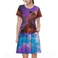 thumbnail image 1 of Easygdp Capybara Bathtub Fun para Vestido Transpirable de Mujer, Vestido Suelto de Manga Corta con Pliegues y Bolsillos para el Verano, 1 of 6