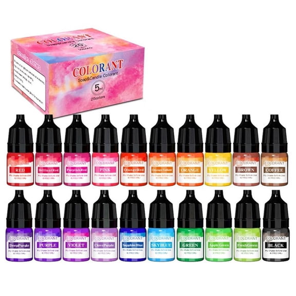 Liquid Candle Dye for Candle Soap Making Highly Concentrated Candle Color Dye Candle Colorant 20 Colors Color Essences