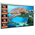 thumbnail image 1 of VEVOR Manual Pull Down Projector Screen, 100 inch 16:9 4K 1080 HD Retractable Projector Screen, Auto-Locking Portable Projection Screen, Portable Projector Movie Screen for Family Home Office Theater, 1 of 9