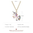 thumbnail image 5 of Adorable White Unicorn with Rainbow Colorful Hair Goldtone Trim Necklace Jewelry J-63-N, 5 of 5