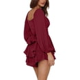 thumbnail image 3 of LYANER Women's Jumpsuit Lantern Long Sleeve Ruffle Layer Tie Mini Short Romper, 3 of 6