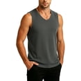 thumbnail image 5 of cllios Tank Tops Men Soft Comfy V Neck Sleeveless T Shirts Solid Color Lightweight Loose Fit Tank Top for Casual Summer Dark Gray L, 5 of 6