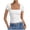 White, variant on Women Tee Square Neck Summer Stretch Top Solid Colors Casual Short Sleeve Shirt Black S