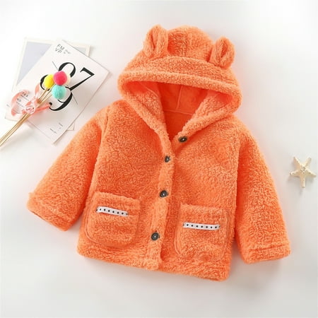 

ZMHEGW Children Baby Boys Girls Long Sleeve Hooded Thick Outer Outwear Outfits Clothes Coat For Kid