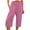 Pink, variant on QUYUON Women Cotton Linen Wide Leg Pants Summer Casual High Waisted Elastic Capris Pants Lounge Beach Trousers with Pocket Straight Leg Cropped Pants Trousers