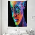 thumbnail image 1 of Colorful Tapestry, Highly Detailed Ultraviolet Woman Face Portrait Image Art Print, Wall Hanging for Bedroom Living Room Dorm Decor, 60W X 80L Inches, Charcoal Grey and Multicolor, by Ambesonne, 1 of 2