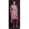 thumbnail image 4 of Bimba Pink Leaves & Flower Floral Printed Tops For Women Asymmetric Kurti Summer Dress For Girls XXX-Large, 4 of 6