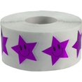 thumbnail image 1 of Metallic Purple Happy Face Star Shaped Stickers | 1" Inch Wide | 500 Pack, 1 of 2