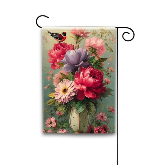 Seasonal Garden Flag Set, 12"x18" Double-Sided Outdoor Patio Flags, Floral & Bird Fall Halloween Garden & Yard Decor