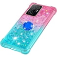 thumbnail image 6 of Case for Xiaomi 11T with Magnetic Ring Kickstand, Gradient Quicksand Glitter Flowing Liquid Floating Women Girls Cute Phone Case Clear TPU Cover for Xiaomi 11T Pro JB Powder Blue, 6 of 14