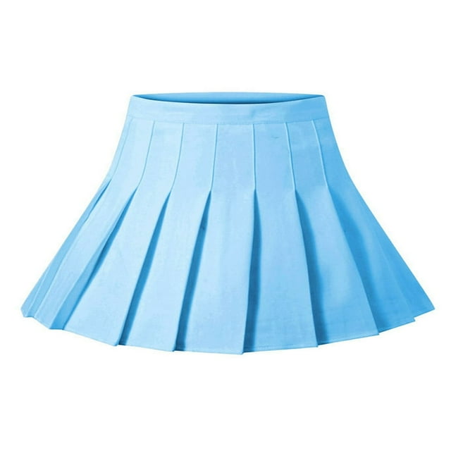 Jupe Plissée Unie Taille Haute pour Filles Femmes, Jupe Trapèze Mini