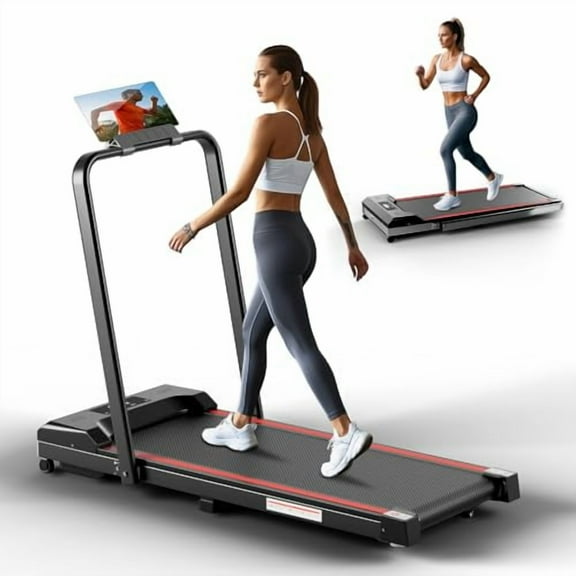 Walking Pad with Handle Bar, KEY2FUN Treadmills for Home/Office, 3.0HP Under Desk Walking Treadmill, 300 LBS Capacity Folding Treadmill with Remote Control & LED Display