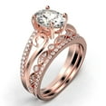 thumbnail image 3 of Gorgeous Art nouvea 2.50 Carat Oval Cut Diamond Moissanite Twirled Style Engagement Ring, Wedding Ring in 925 Sterling Silver With 18k Rose Gold Plating Gift For He, Trio Set, 3 of 4