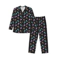 thumbnail image 1 of Fotbe purple cyan brown Skull Pijama de Hombre con Estampado de Manga Larga, Conjunto de 2 Piezas, Ropa de Dormir Suave y Cómoda con Bolsillos-Large, 1 of 7