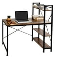 thumbnail image 4 of VECELO Home Office Table Computer Desk, H-Shaped, Brown, 4 of 5