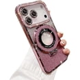 thumbnail image 1 of Bling Glitter Phone Case Compatible with iPhone 17 Pro, Kickstand Camera Lens Protector Soft Cover Sparkling Rhinestone Case (Pink), 1 of 6