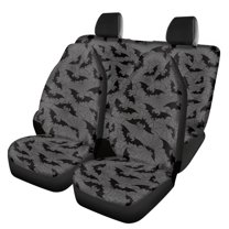 Renewold Bat Spider Web Gray Car Seat Covers Full Set 4 PCS, Front and Rear Split Bench Protective Cover Halloween Auto Interior Decor Universal Fit for Truck Van SUV