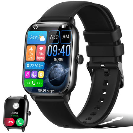Cyberdyer Smart Watch Fits for Samsung/iPhone/Android, IP67 Waterproof Smartwatch for Women Men 100+ Sports Modes 1.9-inch Fitness Tracker,Long Battery Life,for Thanksgiving Halloween Gift Black