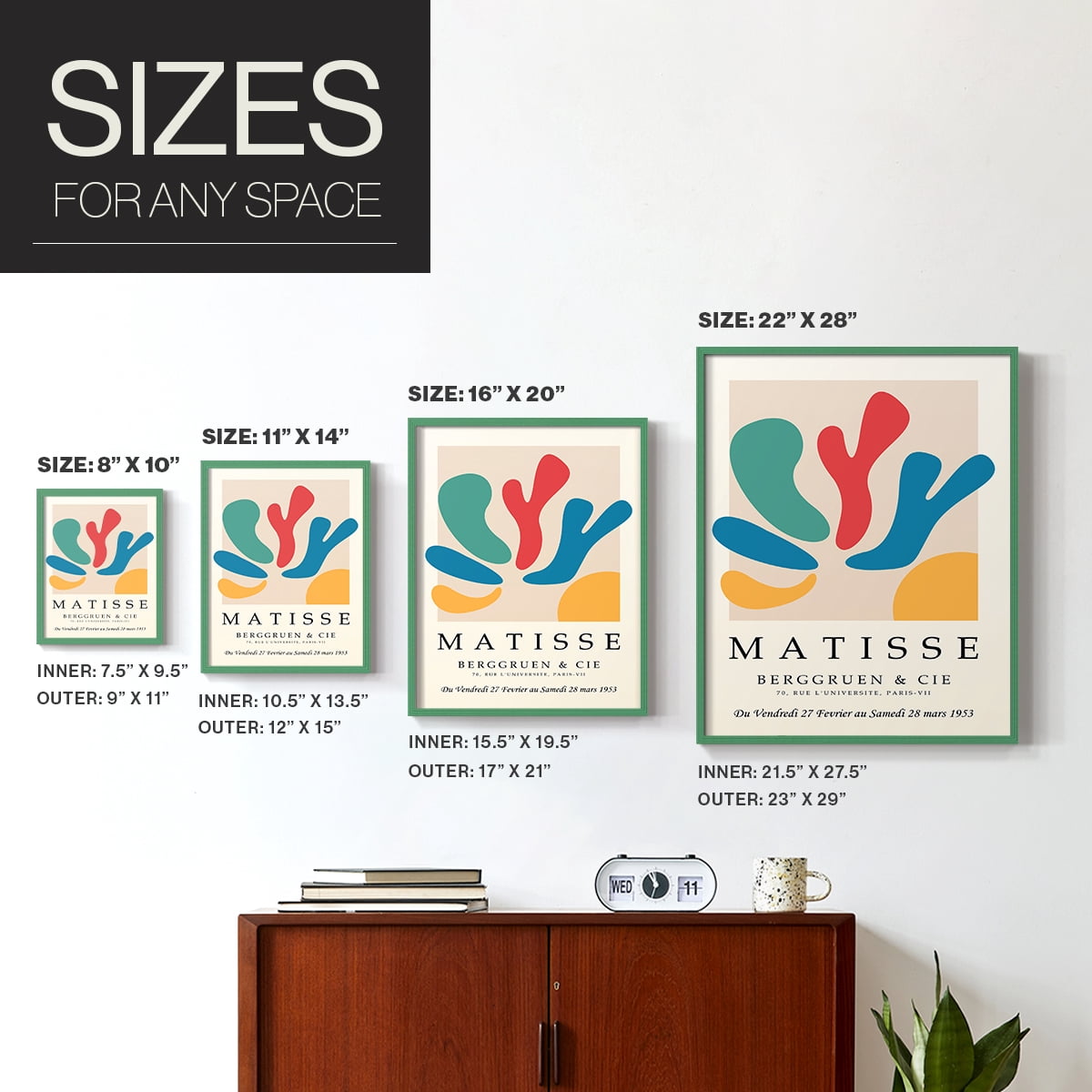 Matisse CCCXXXIII in Green Solid Wood 22 x 28 Framed Print