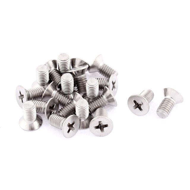 Unique Bargains M5 x 10 mm Vis de Machine Phillips à Tête Ronde à Enfoncement Bolts, un Ensemble de 20 Vis en Acier Inoxydable avec une Tête Plate à Enfoncement et un Entraînement Phillips. Chaque Vis Mesure M5 x 10 mm avec un Pas de Filetage de 0,8 mm, un Diamètre de Tête de 9 mm et une Hauteur de Tête de 3 mm. Idéal pour les applications de Quincaillerie et de Fixations.