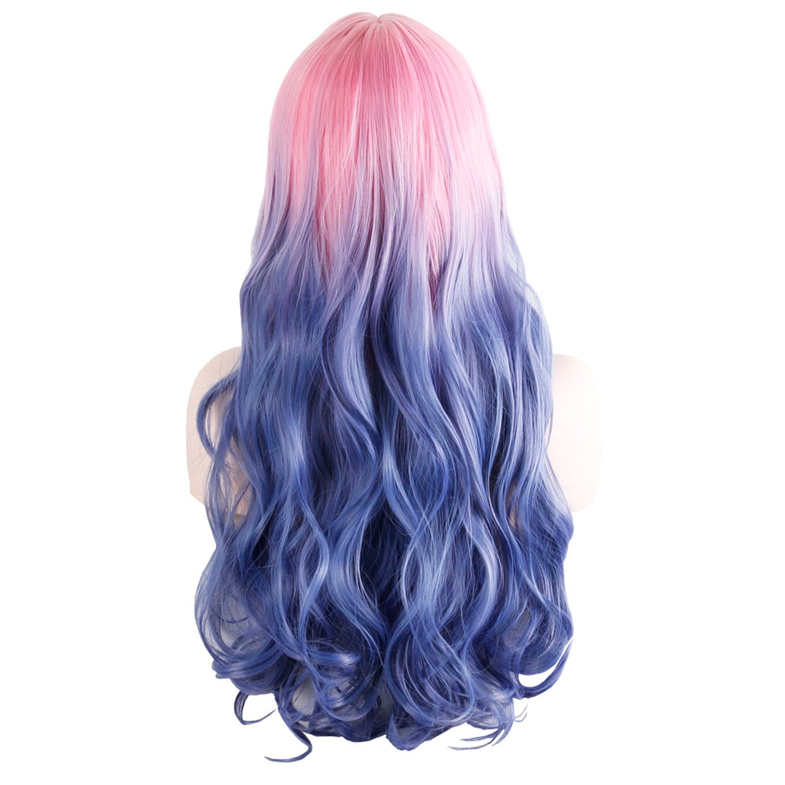 Lace Front Wigs Human Hair Pink Point Gradient Middle Headgear Wig Wig Big Ladies Wave Wig Fashion Blue wig Walmart