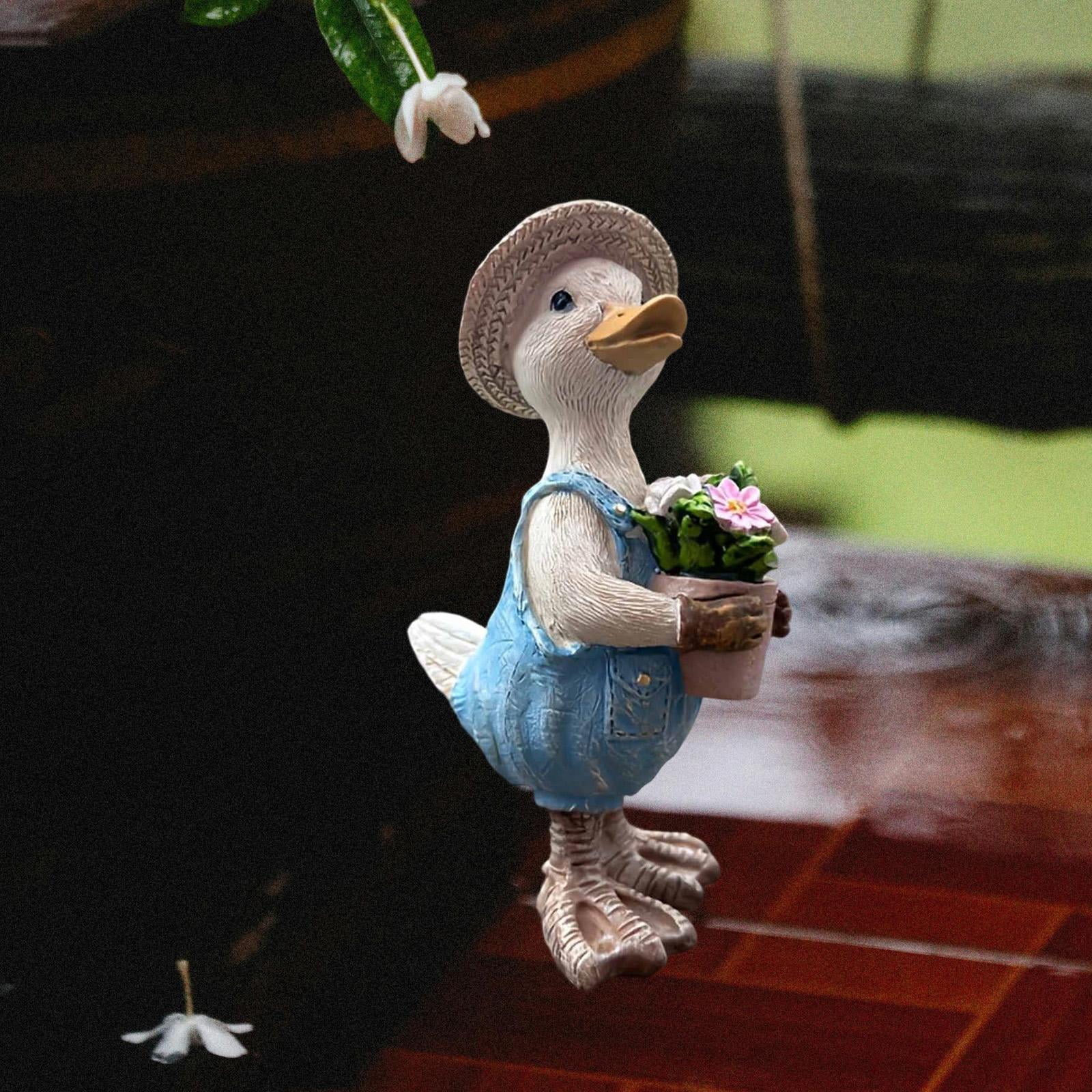 Nishiyuenyi Garden Miniature Figurine Animal Sculpture Desktop Bedroom Porch Duck Statue with Pot