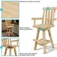 thumbnail image 4 of Sunnydaze Square Slat Back Rustic Log Cabin Style Bar Stool, Unfinished, 4 of 9