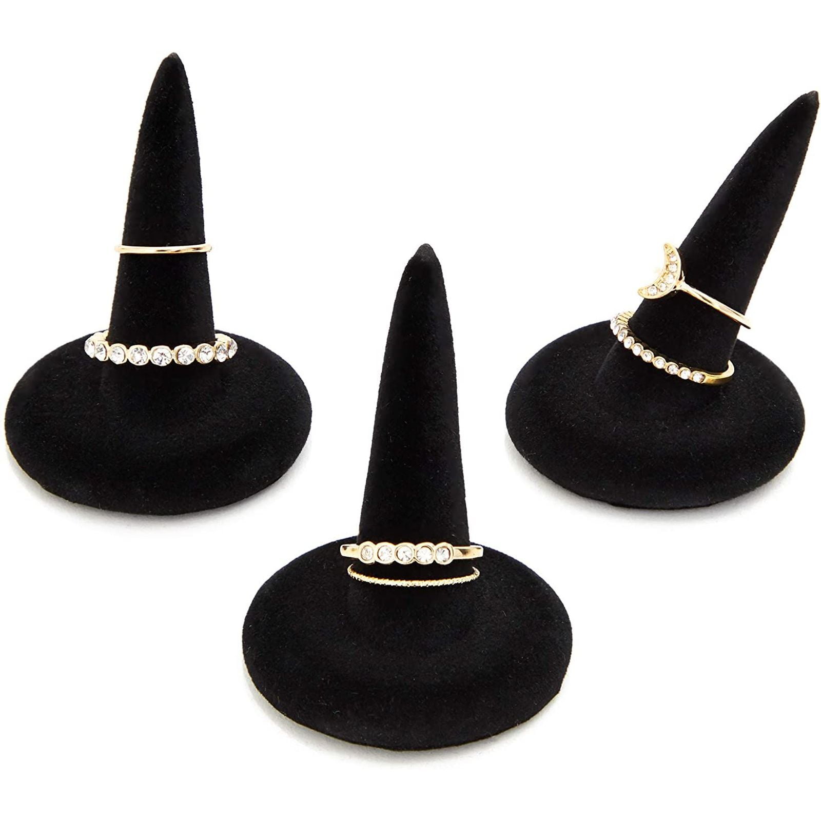 3x Black Velvet Single Ring Jewelry Display Stand Showcase Holder Finger Stand 