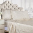 thumbnail image 5 of Superior 600 Thread Count 4-Piece Ivory Paisley Cotton Blend Sheet Set, King, 5 of 7